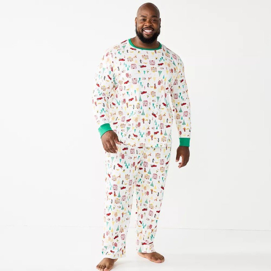 Sleepwear * | Big & Tall Lc Lauren Conrad Jammies For Your Families Holiday Village Pajama Set