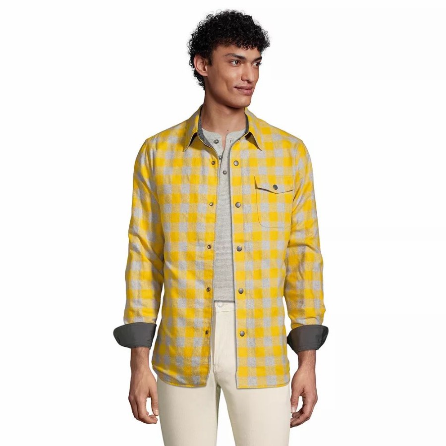 Tops * | Men'S Lands' End Reversible Shirt Jacket Charcoal