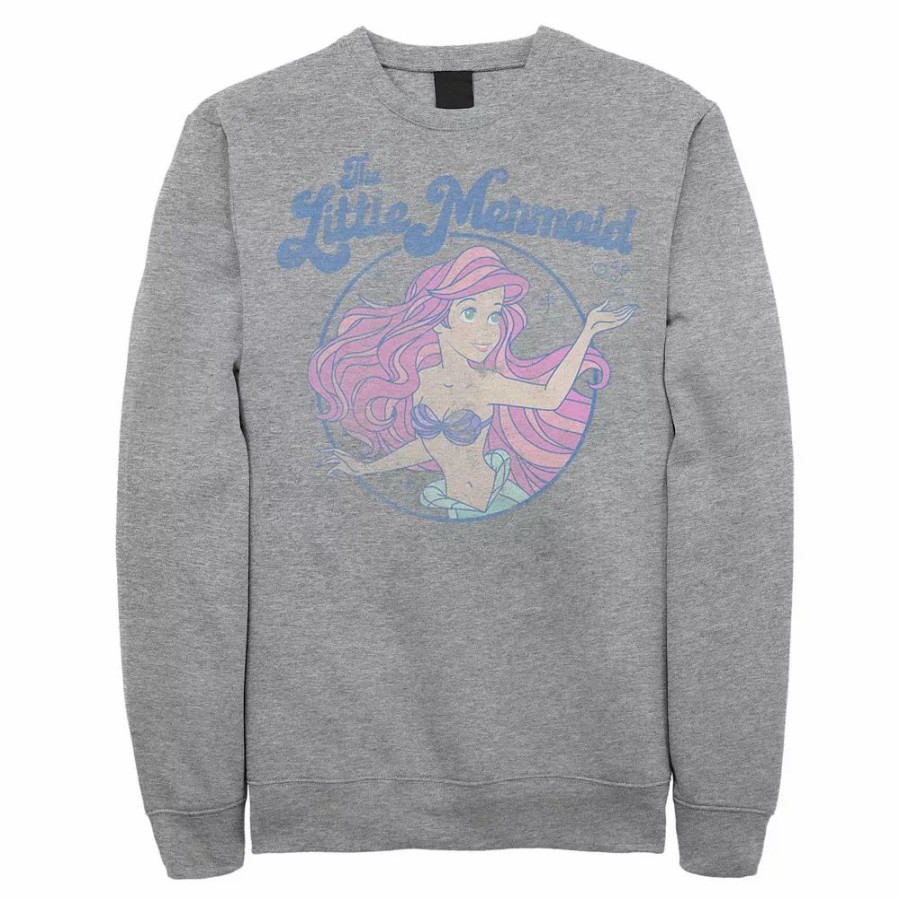 Tops * | Men'S Disney The Little Mermaid Ariel Distressed Circle Portrait Sweatshirt