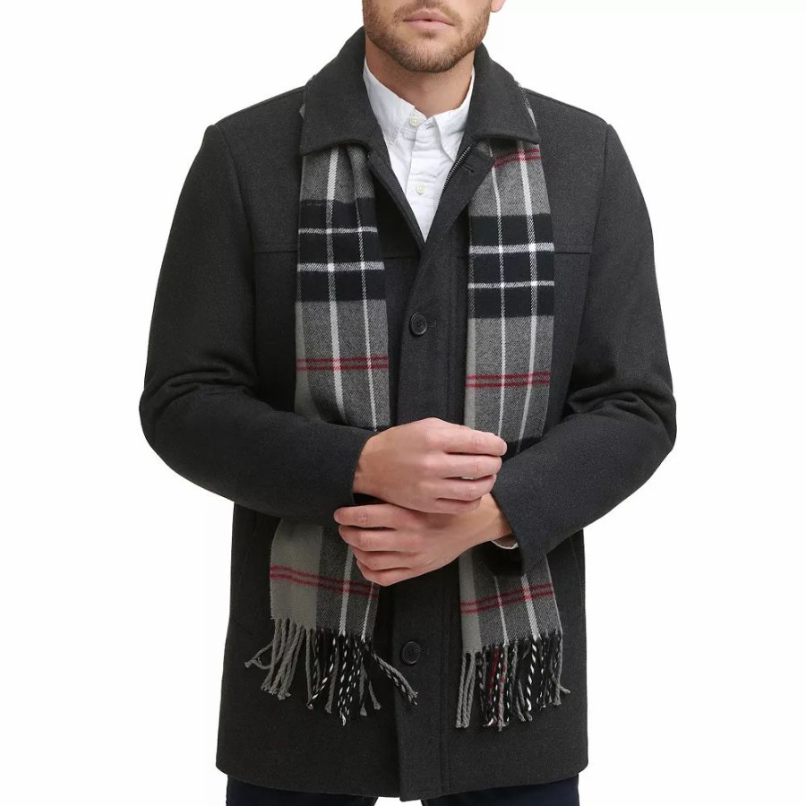 Outerwear * | Men'S Dockers Wool Blend Coat With Scarf