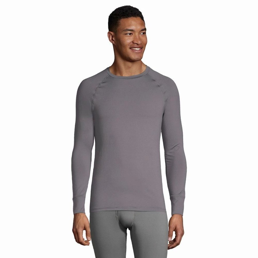 Underwear * | Men'S Lands' End Stretch Thermaskin Long Underwear Crewneck Base Layer Top