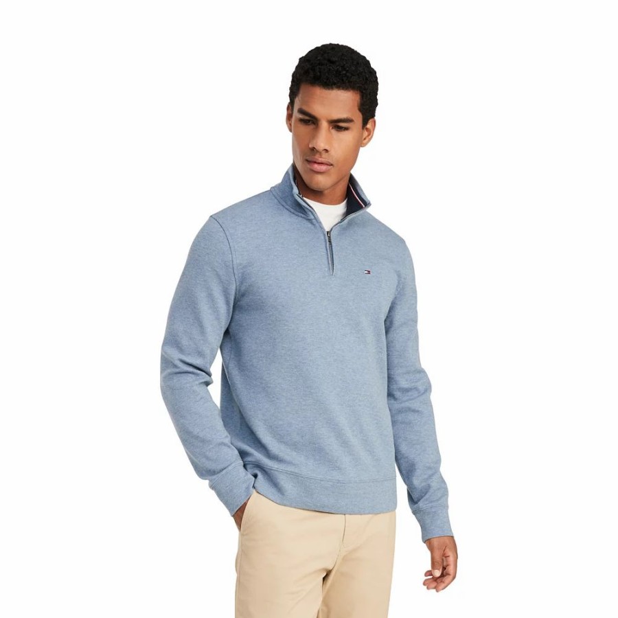 Tops * | Men'S Tommy Hilfiger Logo Quarter-Zip Top