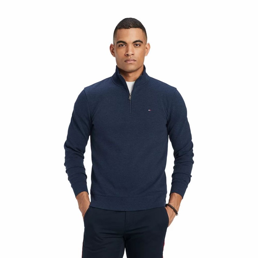 Tops * | Men'S Tommy Hilfiger Logo Quarter-Zip Top