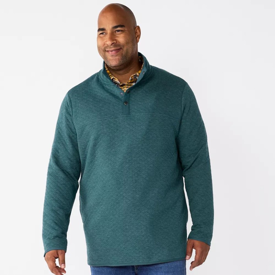 Tops * | Big & Tall Sonoma Goods For Life Quilted Quarter-Snap Top