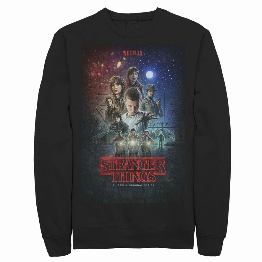 Tops * | Men'S Netflix Stranger Things Group Shot Illustrated Poster Sweatshirt