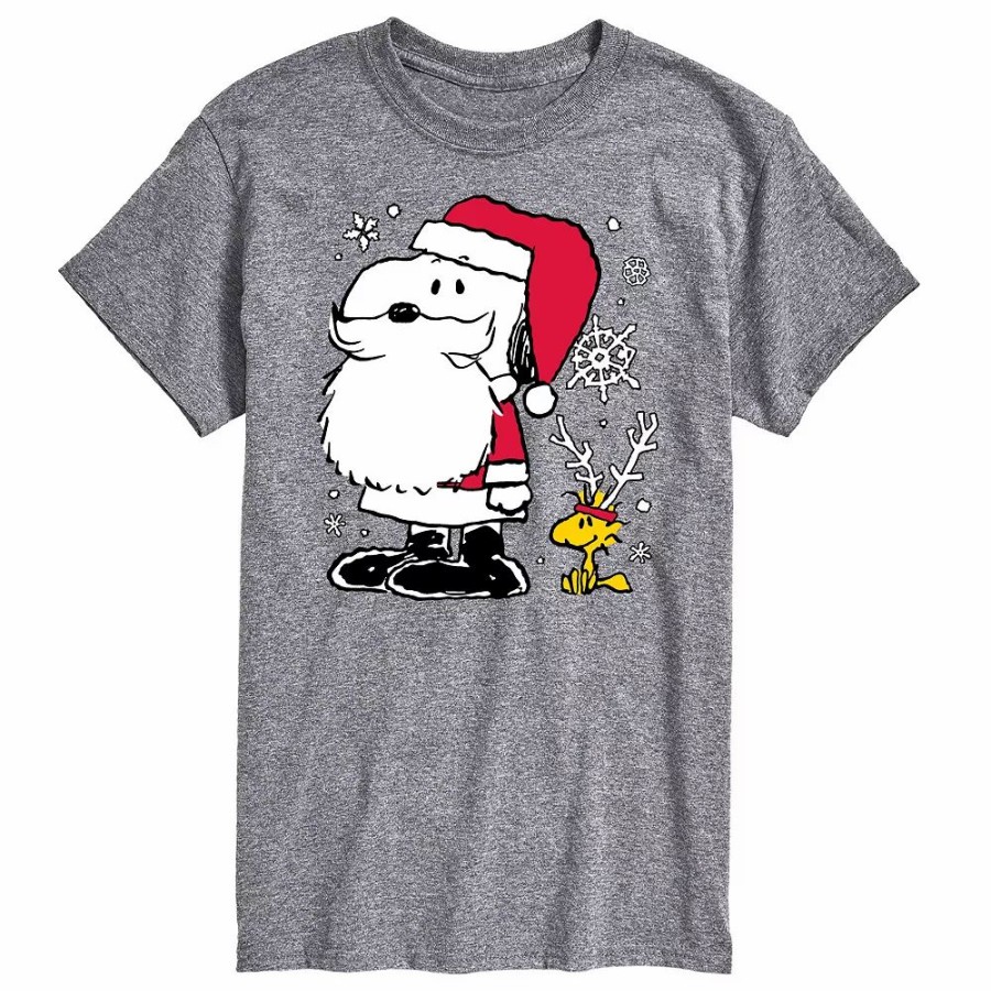 Tops * | Big & Tall Peanuts Santa Reindeer Tee