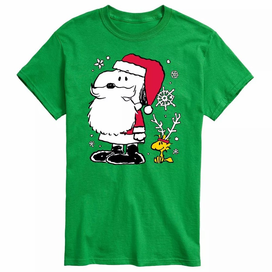 Tops * | Big & Tall Peanuts Santa Reindeer Tee