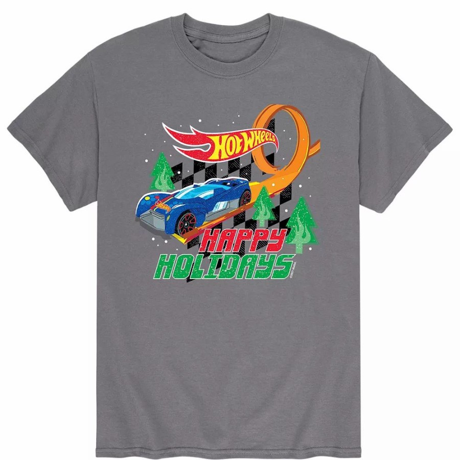 Tops * | Men'S Hot Wheels "Happy Holidays" Track Loop Tee