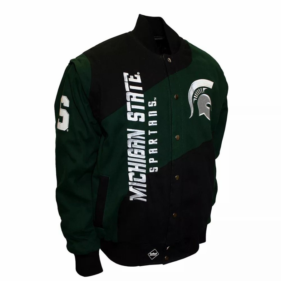 Outerwear * | Men'S Franchise Club Michigan State Spartans 4Th Down 4-In-1 Twill Jacket