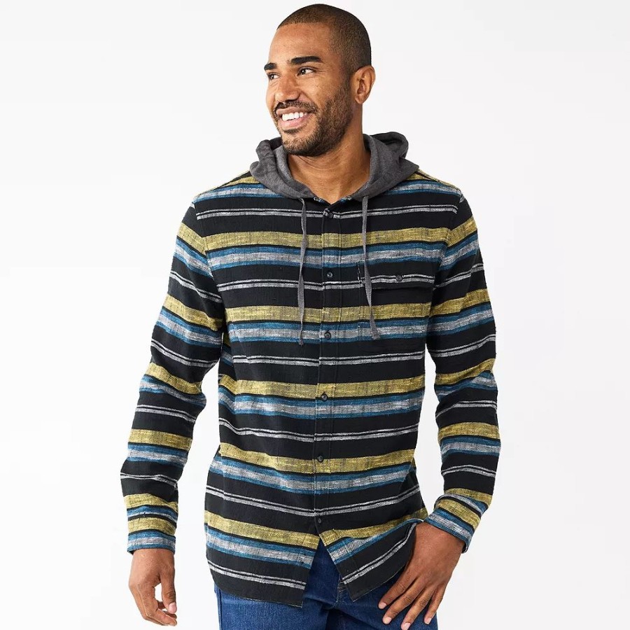 Tops * | Men'S Sonoma Goods For Life Hooded Flannel Button-Down Shirt