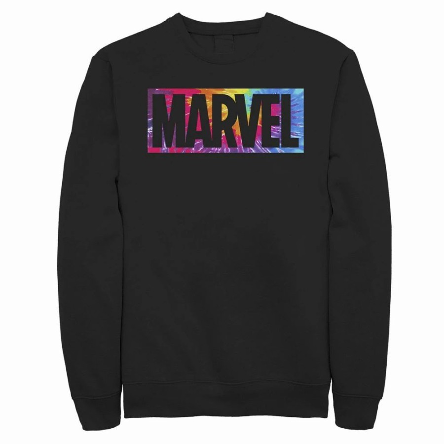 Tops * | Big & Tall Marvel Tie Dye Box Logo Typo Sweatshirt