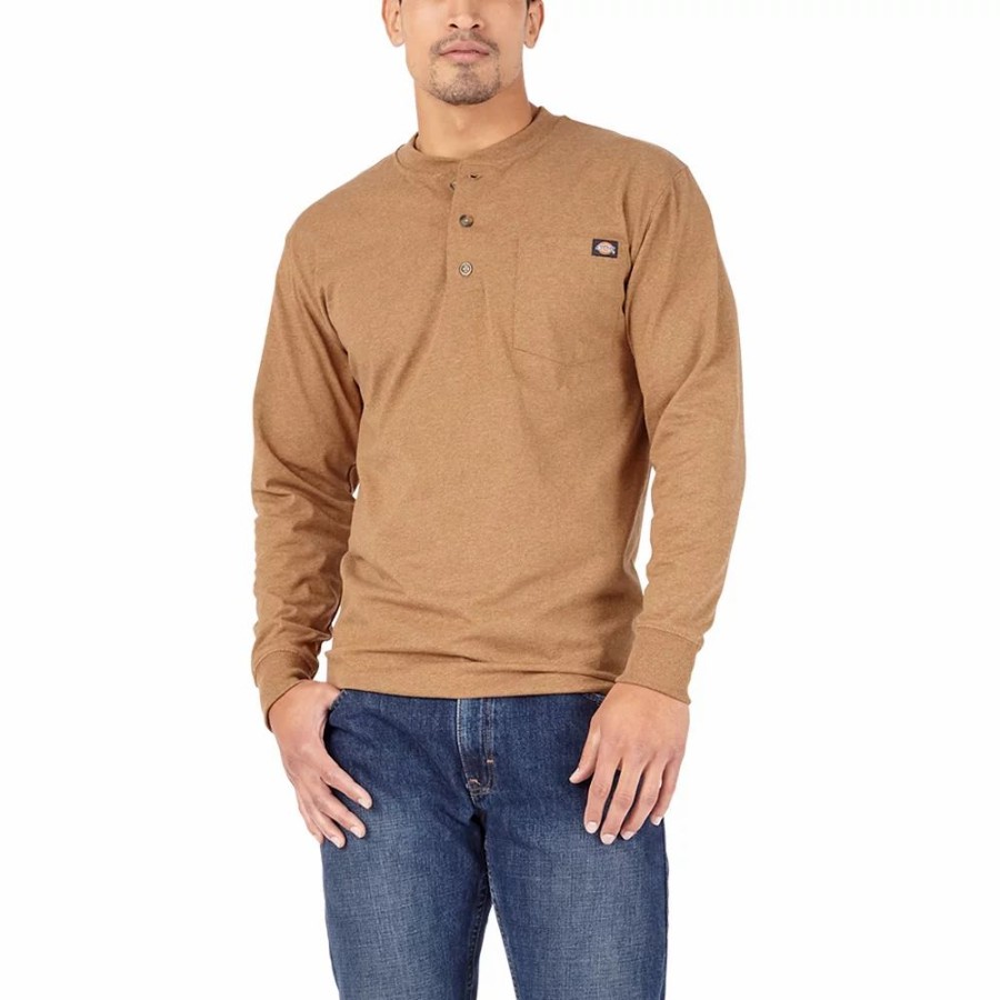 Tops * | Big & Tall Dickies Long Sleeve Henley Shirt