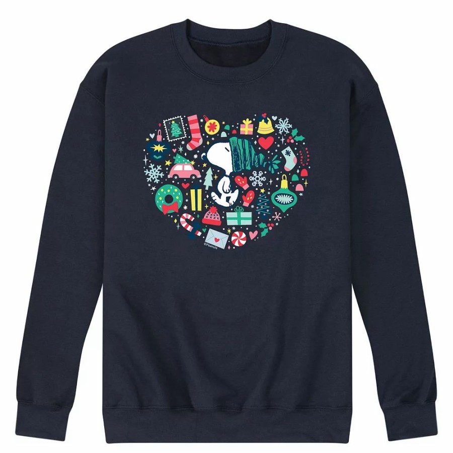 Tops * | Men'S Peanuts Holiday Heart Sweatshirt