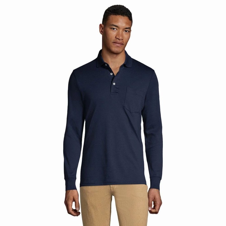 Tops * | Big & Tall Lands' End Super Soft Relaxed-Fit Supima Pocket Polo