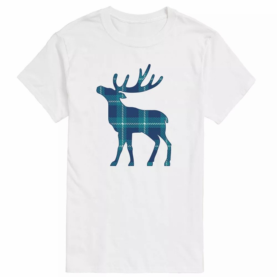 Tops * | Big & Tall Navy Plaid Deer Tee