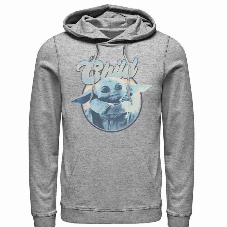 Tops * | Men'S Star Wars: The Mandalorian The Child Retro Portrait Blue Hue Sweatshirt