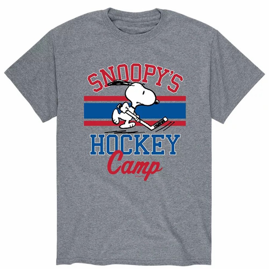 Tops * | Men'S Peanuts "Snoopy'S Hockey Camp" Tee