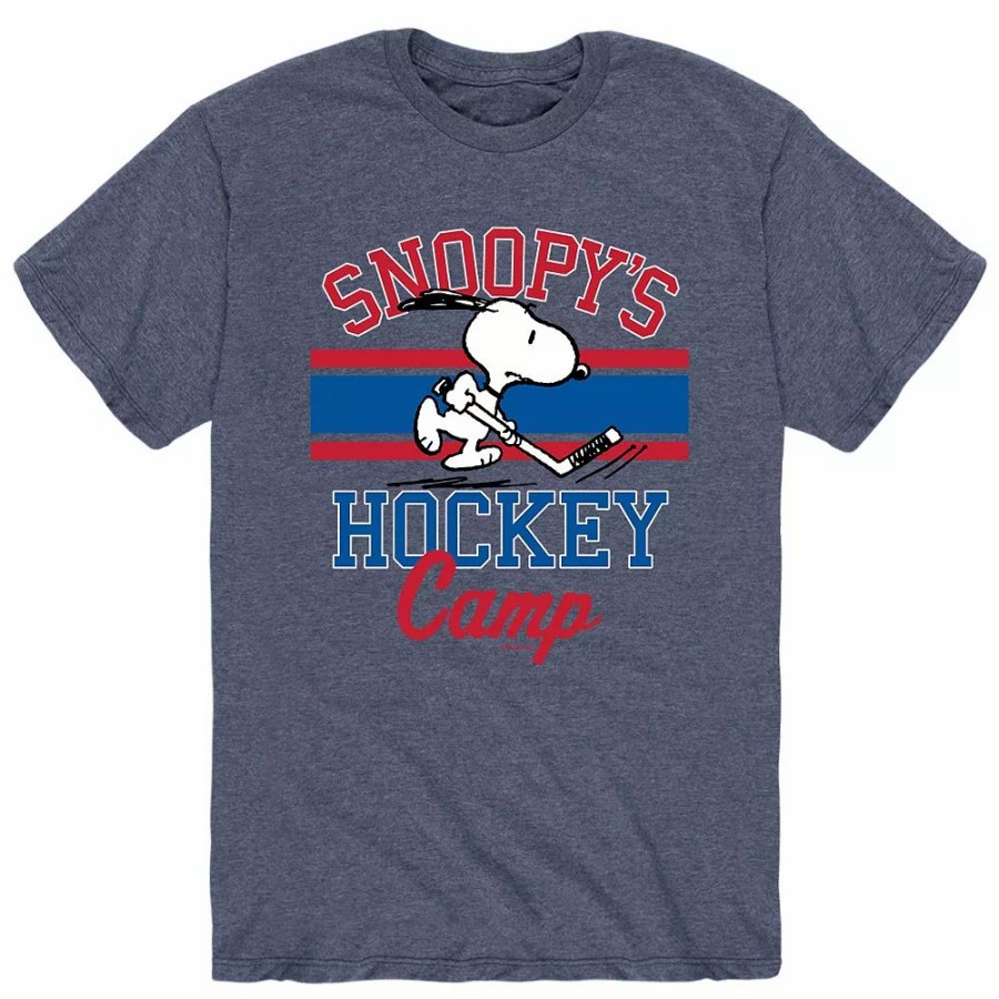 Tops * | Men'S Peanuts "Snoopy'S Hockey Camp" Tee