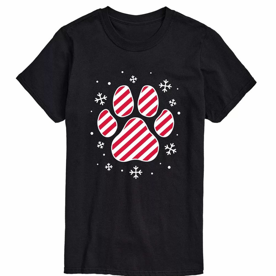 Tops * | Big & Tall Candy Cane Paw Print Tee