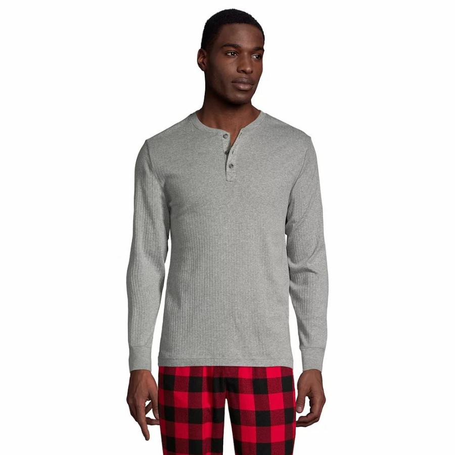 Sleepwear * | Big & Tall Lands' End Knit Ribbed Pajama Henley