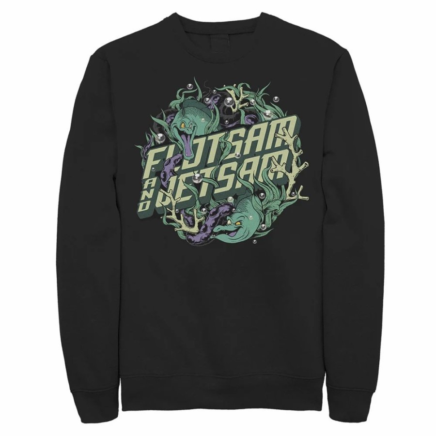 Tops * | Men'S Disney Little Mermaid Flotsam & Jetsam Seaweed Portrait Logo Sweatshirt