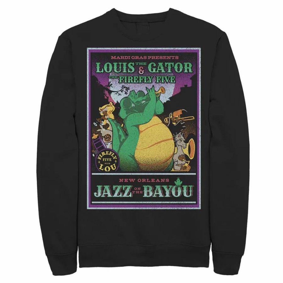 Tops * | Men'S Disney Princess And The Frog Louis Rockadile Poster Sweatshirt