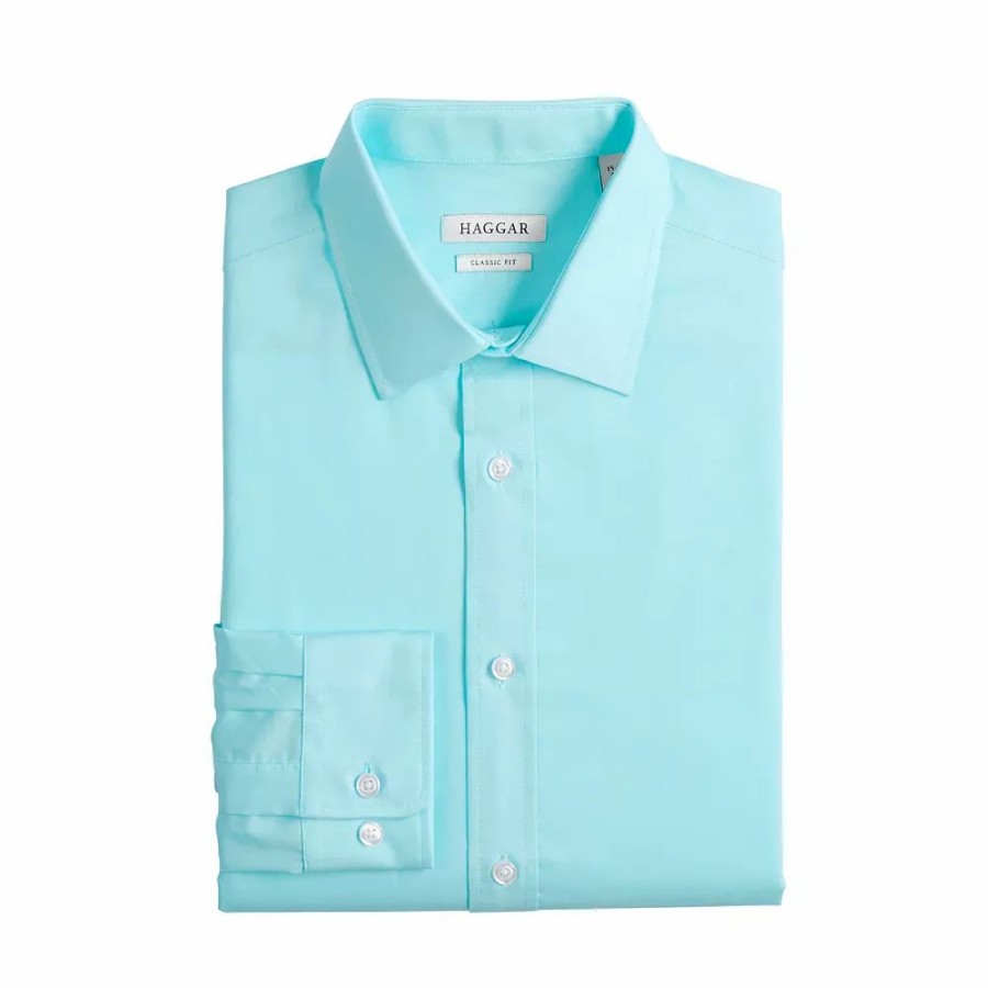 Tops * | Men'S Haggar Classic-Fit Premium Comfort Spread-Collar Dress Shirt