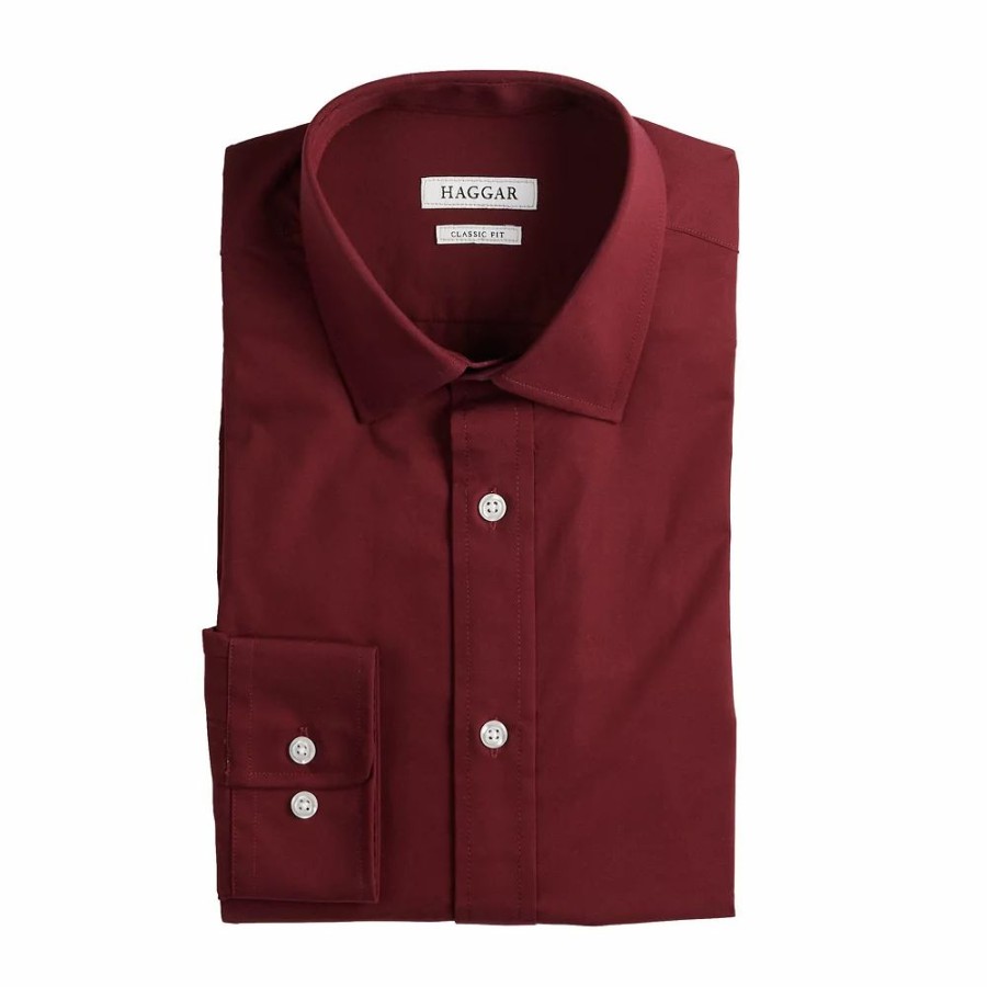 Tops * | Men'S Haggar Classic-Fit Premium Comfort Spread-Collar Dress Shirt