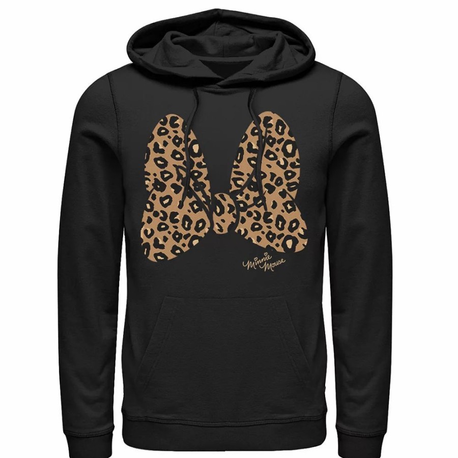 Tops * | Men'S Disney Minnie Mouse Leopard Print Bow Hoodie