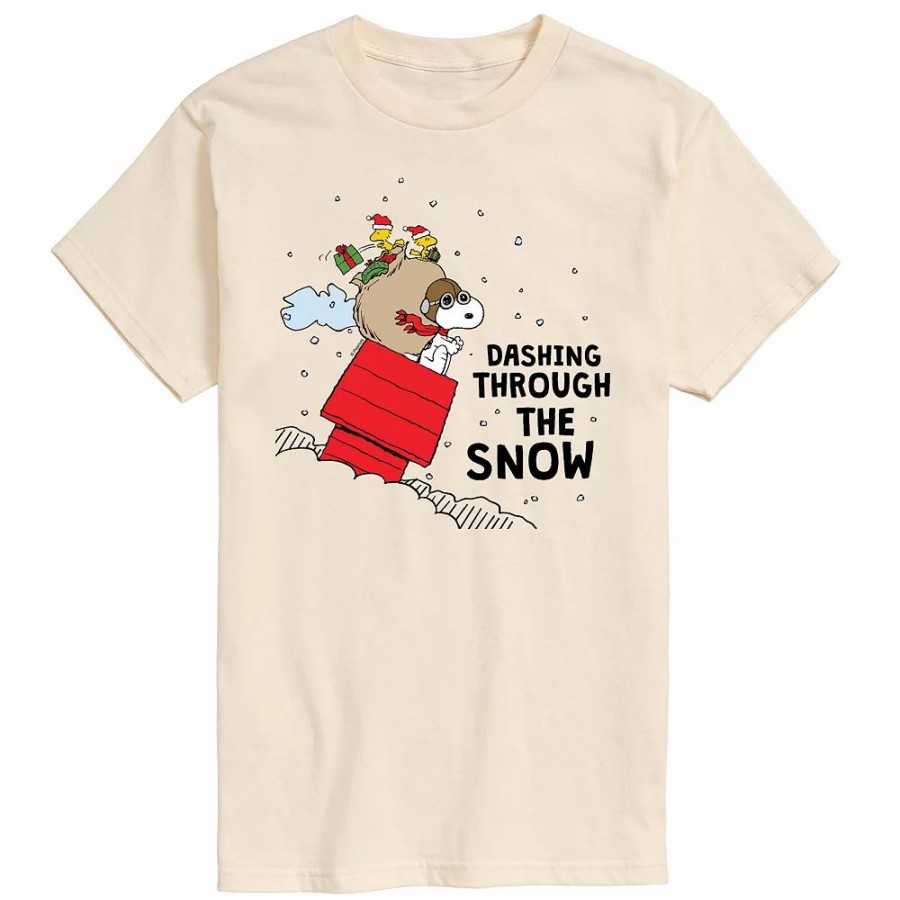 Tops * | Men'S Peanuts Dashing Through Snow Tee