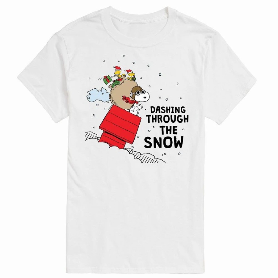 Tops * | Men'S Peanuts Dashing Through Snow Tee