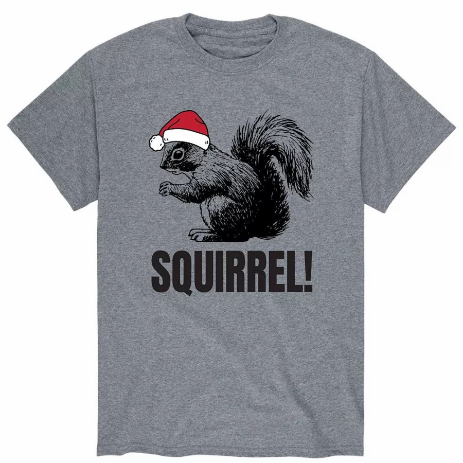 Tops * | Men'S Squirrel Santa Hat Tee