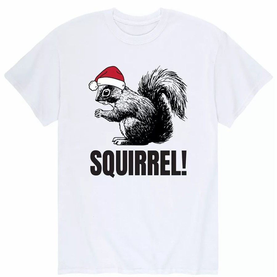 Tops * | Men'S Squirrel Santa Hat Tee