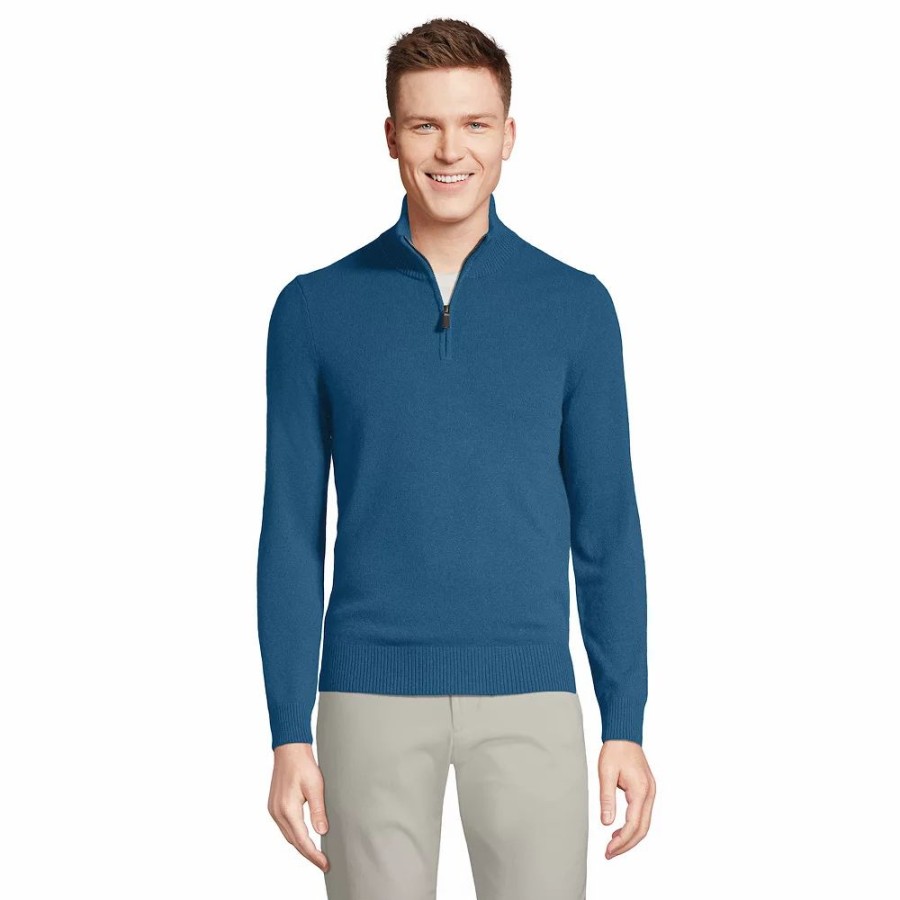 Tops * | Men'S Lands' End Cashmere Quarter-Zip Sweater