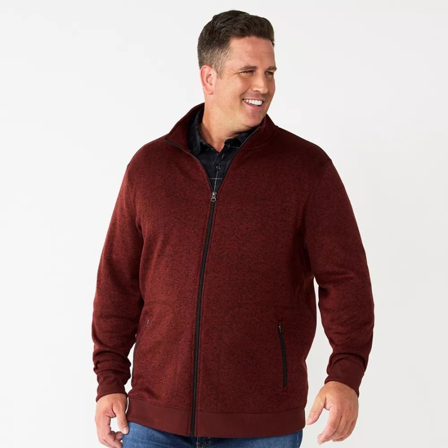 Tops * | Big & Tall Sonoma Goods For Life Full-Zip Fleece Sweater