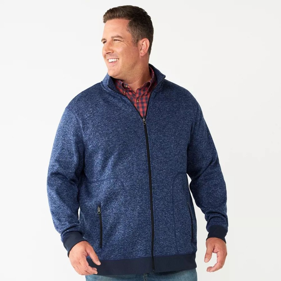 Tops * | Big & Tall Sonoma Goods For Life Full-Zip Fleece Sweater