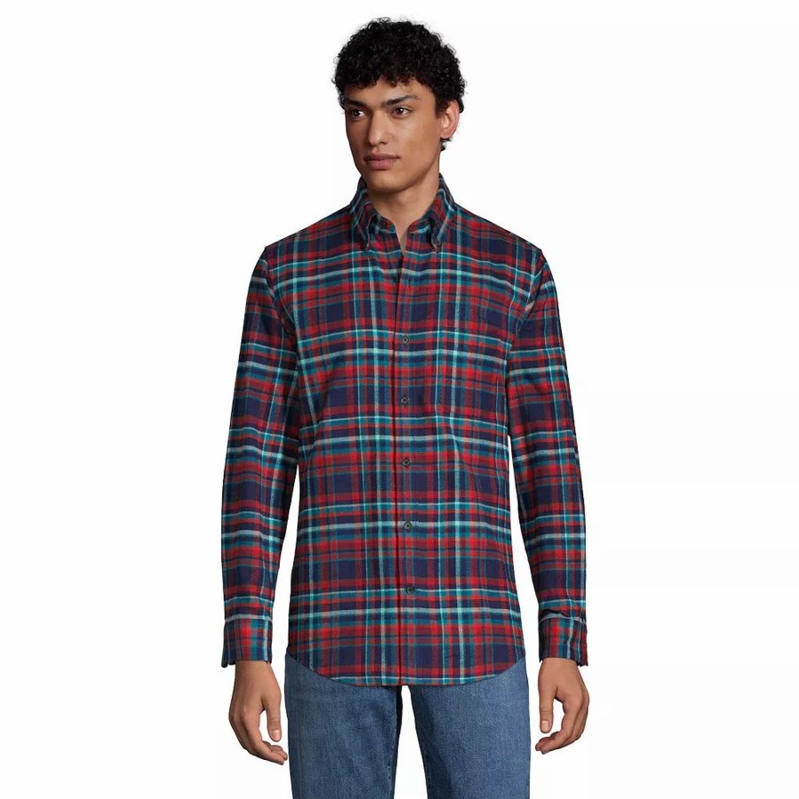 Tops * | Men'S Lands' End Traditional-Fit Flagship Flannel Shirt