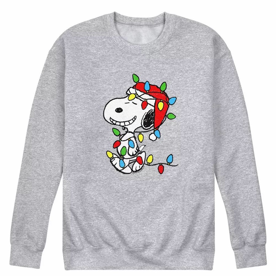 Tops * | Men'S Peanuts Snoopy Xmas Lights Sweatshirt