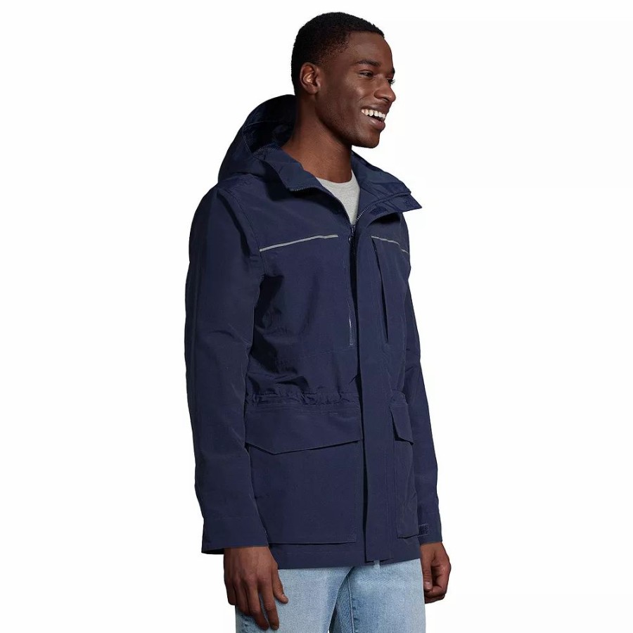 Outerwear * | Men'S Lands' End Lightweight Squall Parka Radiant Navy