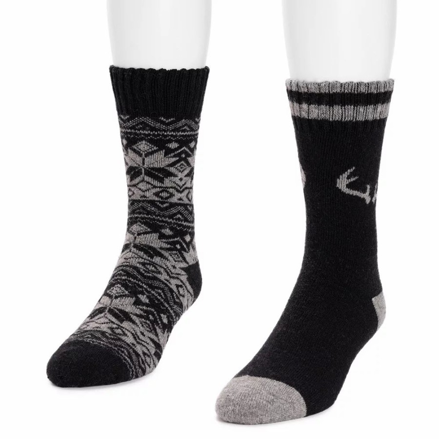 Socks & Hosiery * | Men'S Muk Luks 2-Pack Wool-Blend Boot Socks