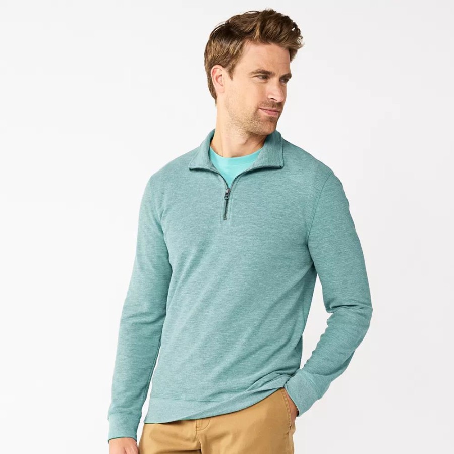 Tops * | Men'S Sonoma Goods For Life Double-Knit Quarter-Zip Top