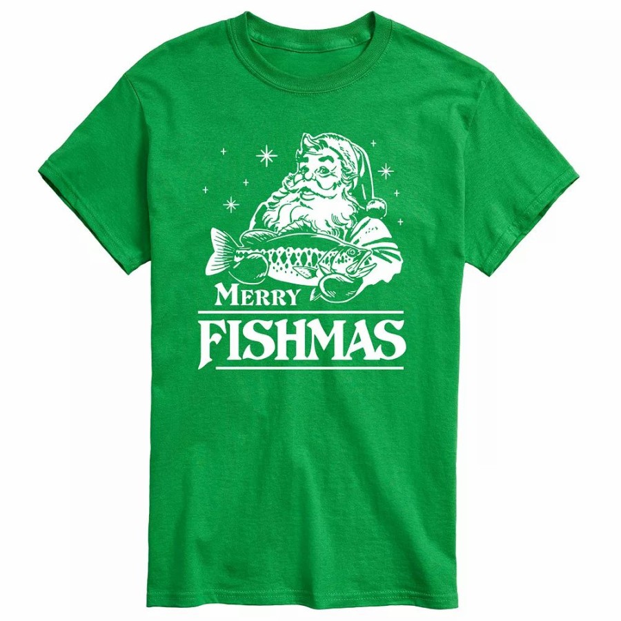 Tops * | Big & Tall Merry Fishmas Santa Tee