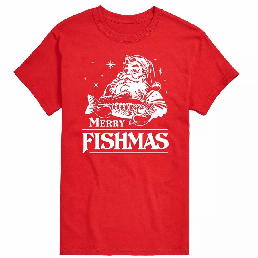 Tops * | Big & Tall Merry Fishmas Santa Tee