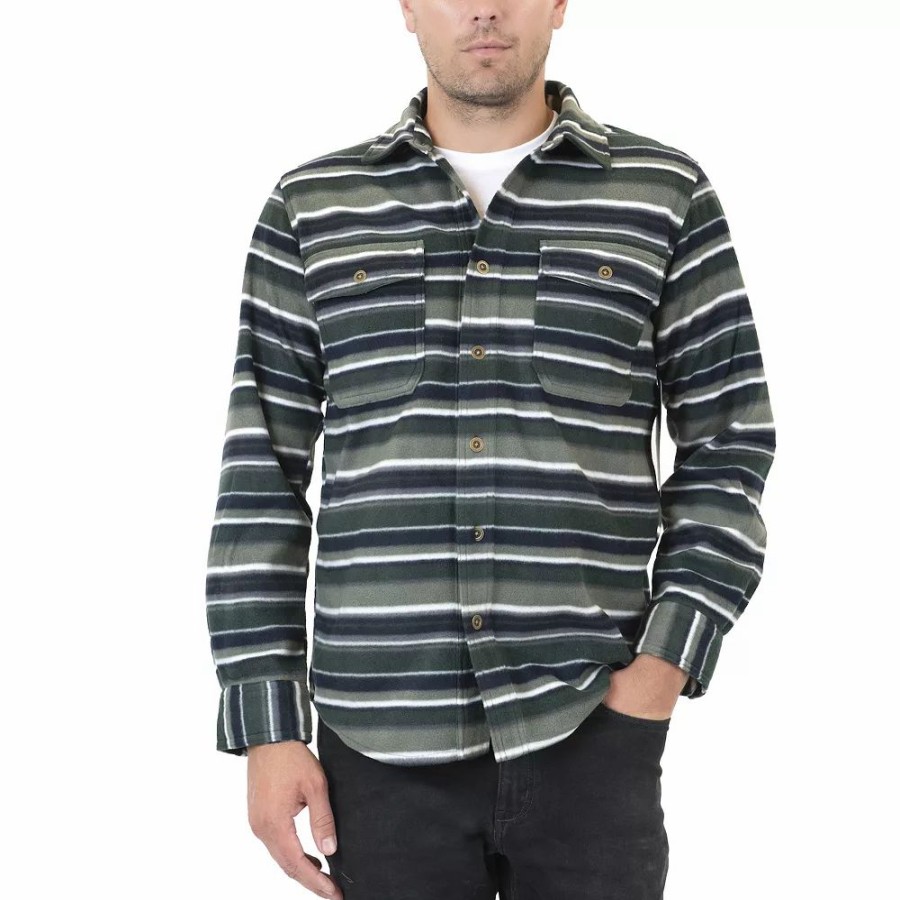 Tops * | Men'S Mountain And Isles Baja Stripe Regular-Fit Super-Soft Polar Fleece Button-Down Shirt