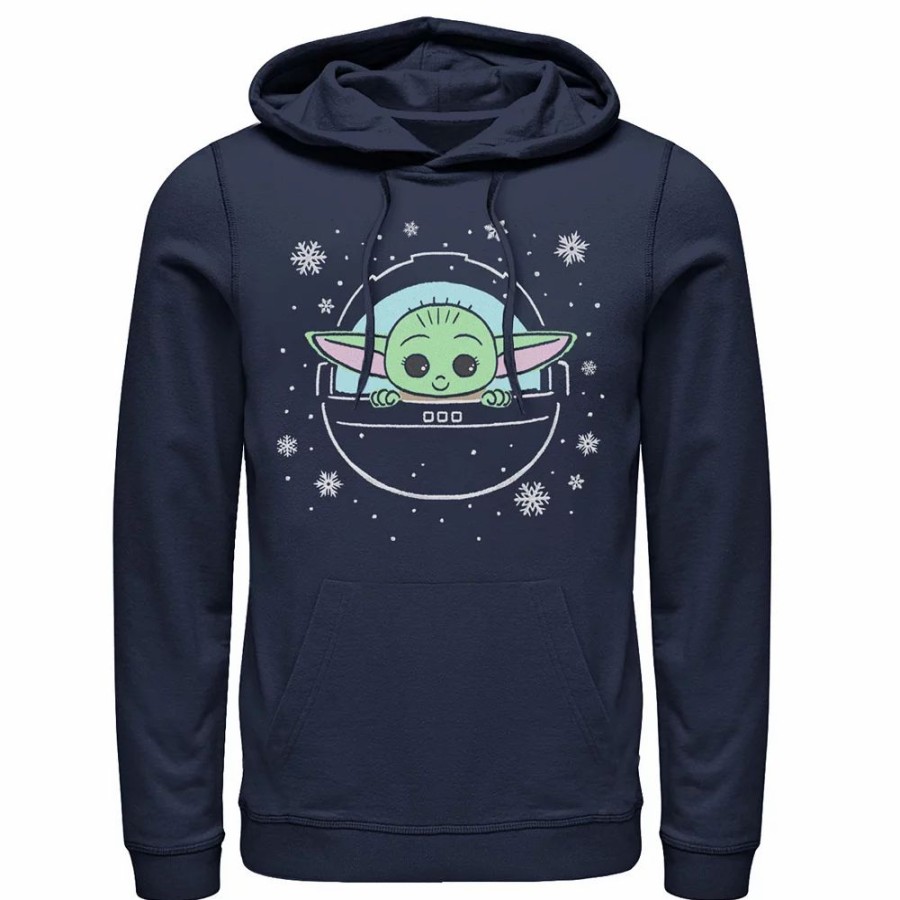 Tops * | Men'S Star Wars: The Mandalorian Christmas The Child Snowflakes Hoodie