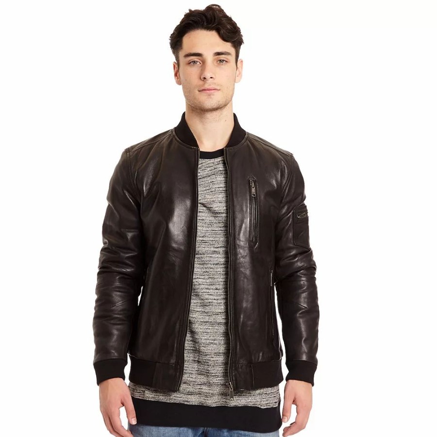 Outerwear * | Men'S Excelled Lamb Leather Bomber Jacket