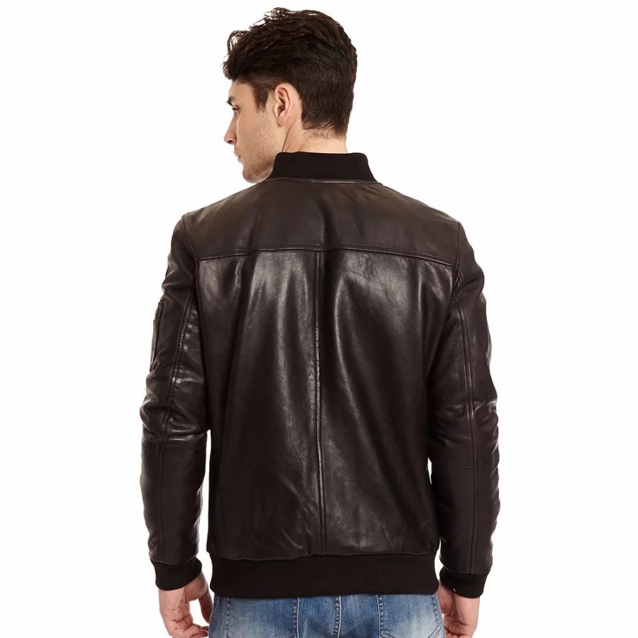 Outerwear * | Men'S Excelled Lamb Leather Bomber Jacket