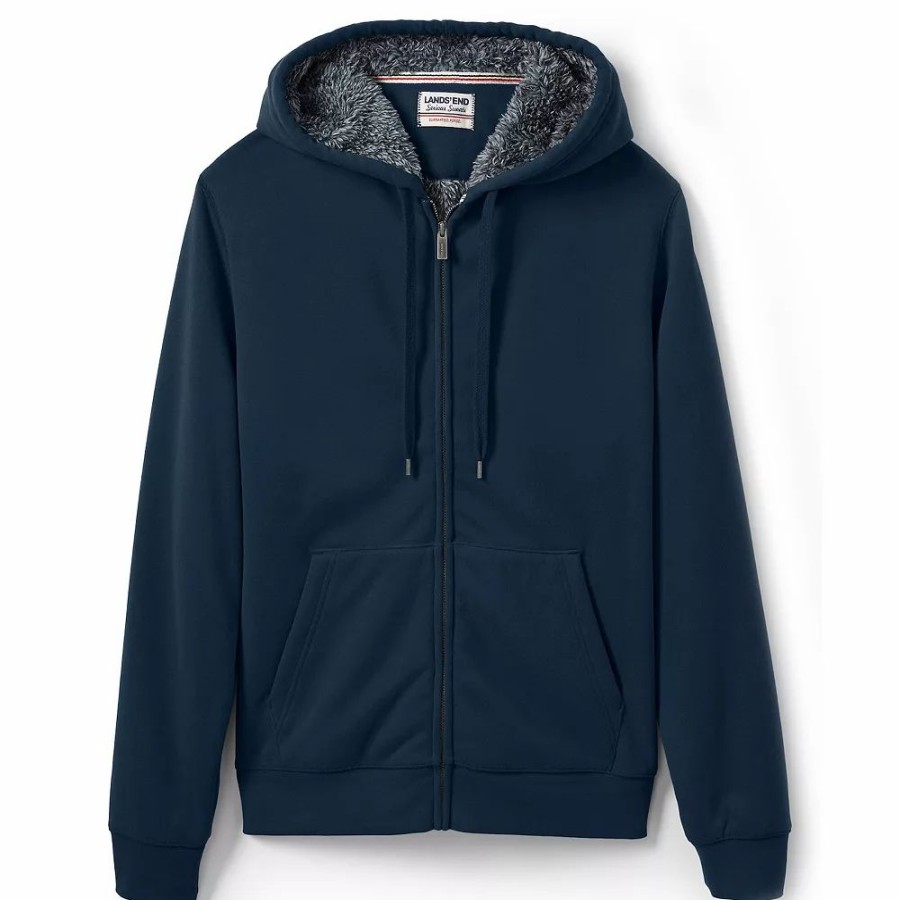 Tops * | Big & Tall Lands' End Serious Sweats Full-Zip Sherpa Hoodie