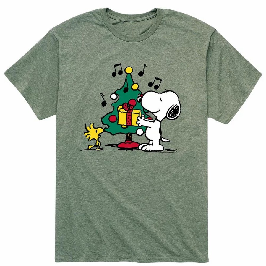 Tops * | Men'S Peanuts Christmas Tree Tee