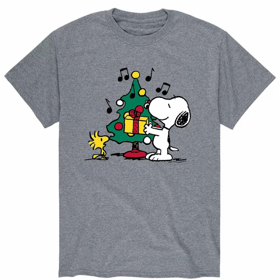 Tops * | Men'S Peanuts Christmas Tree Tee